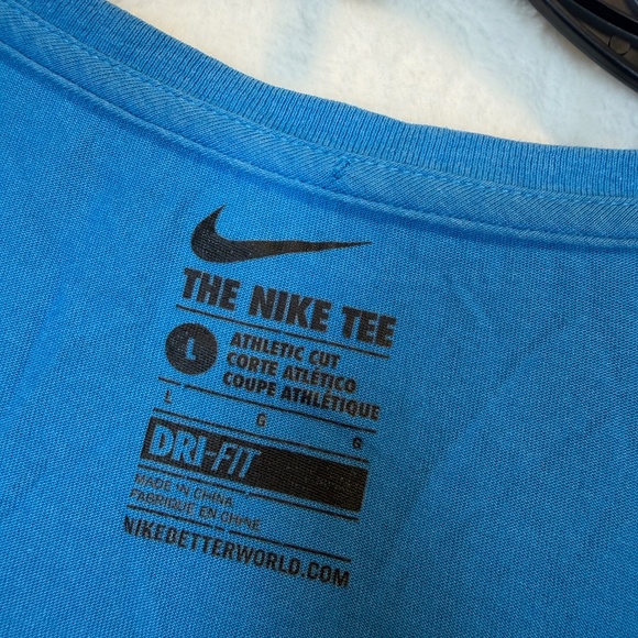 NIKE T-Shirt Womens Size Large Blue Just Do it Graphic Athletic Cut Athleisure D - Picture 3 of 9
